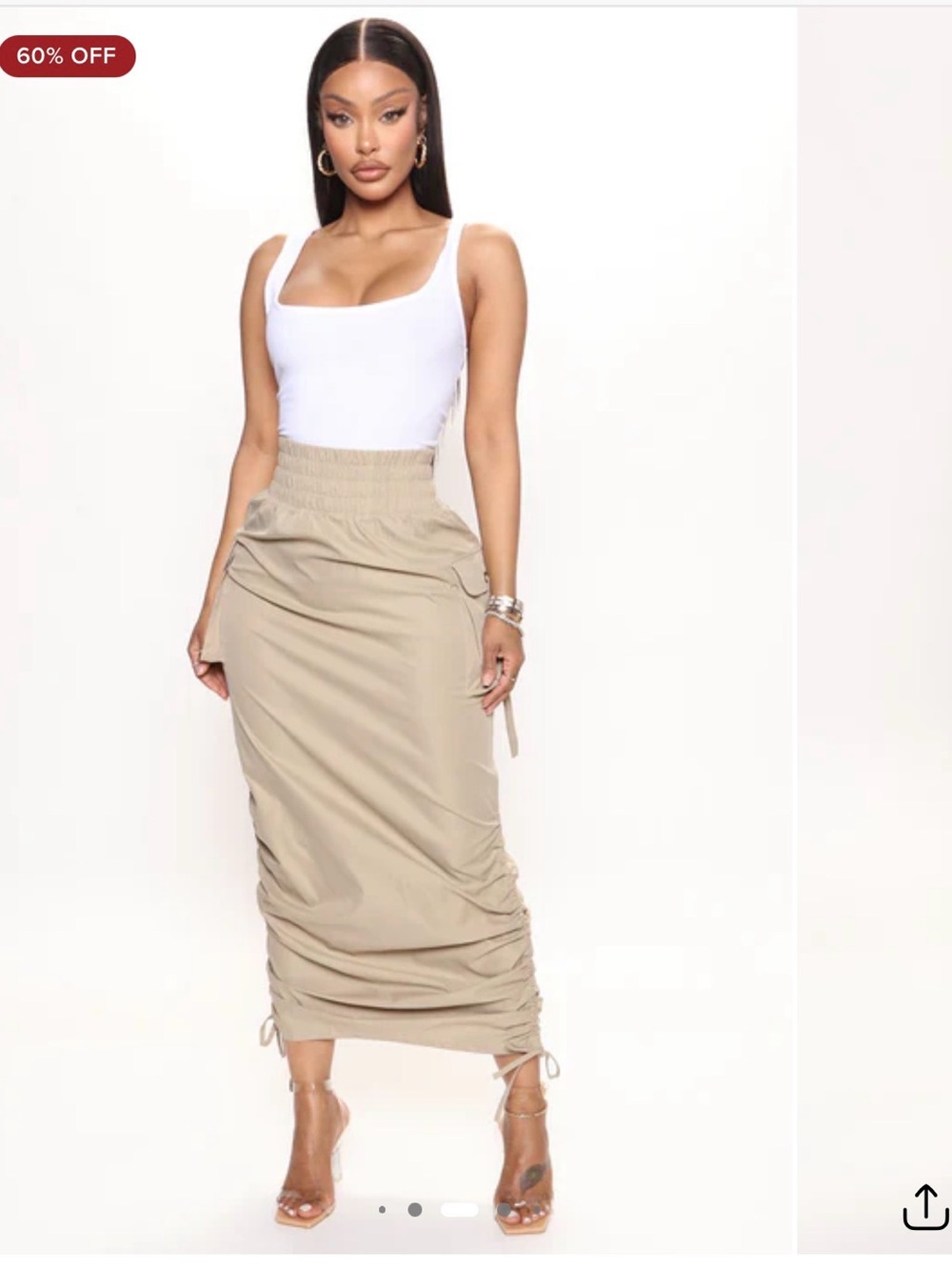 Fashion Nova Tan Cargo Maxi Skirt